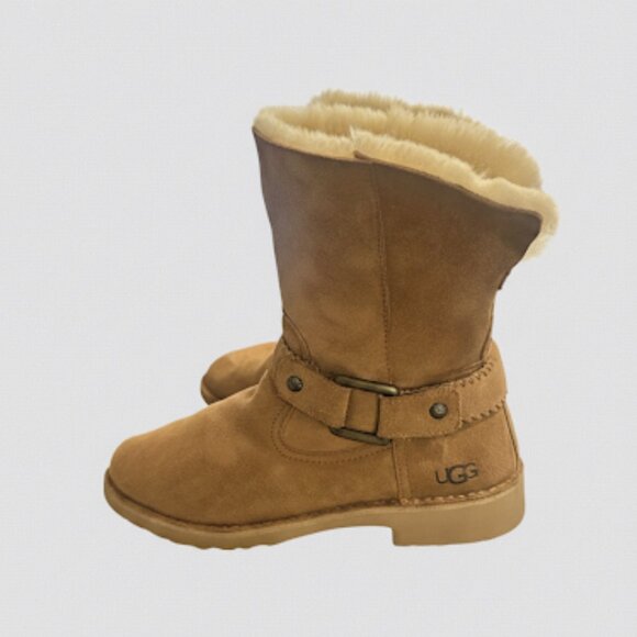 UGG Australia Cedric Bike Ankle Boots Chestnut Suede Women’s Rare Size 10.5 - Picture 10 of 10
